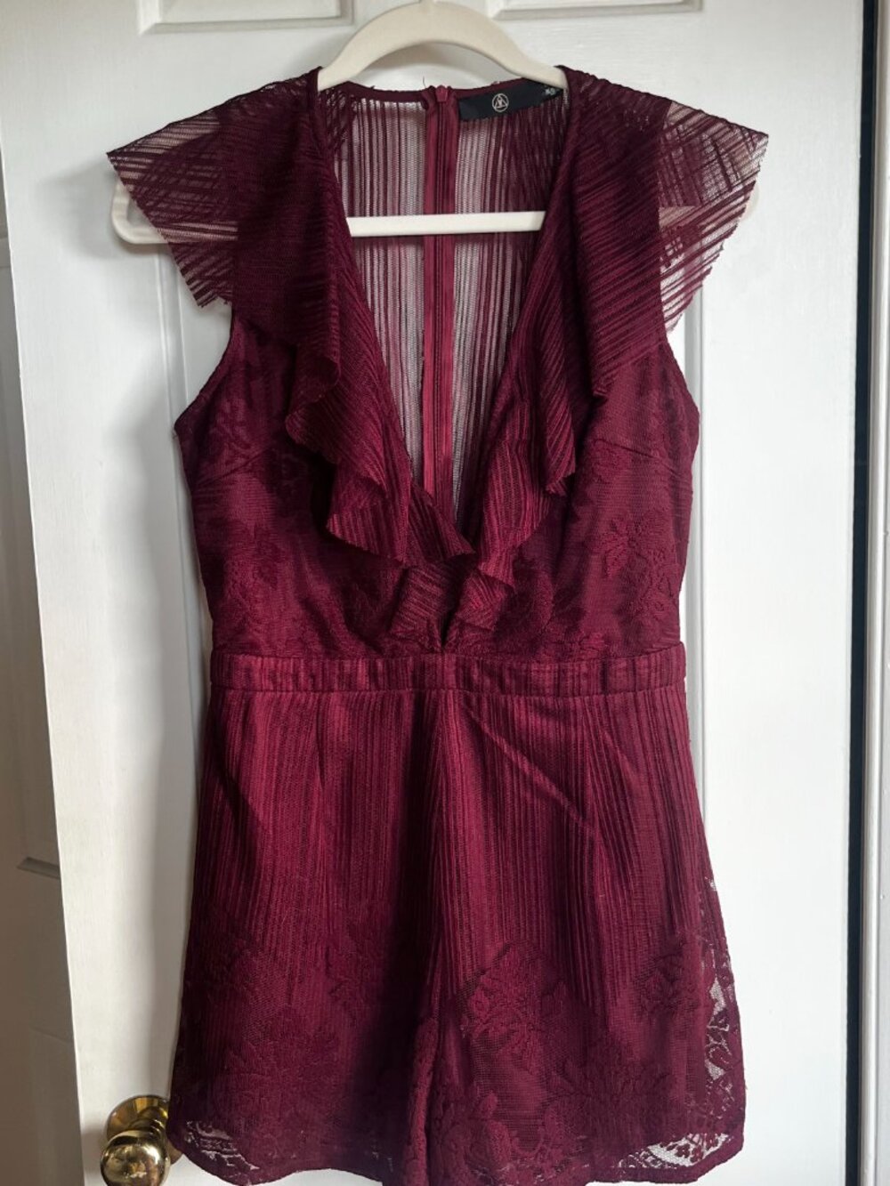 Burgundy Lace Romper